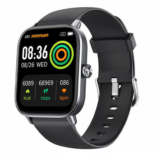 Amaya Watch Lite ASW-20 Smart Watch Black Case With Black Silicone Strap