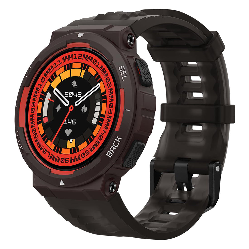Amazfit Active Edge Smart Watch (46mm - GPS) Plastic Case With Lava Black TPU strap