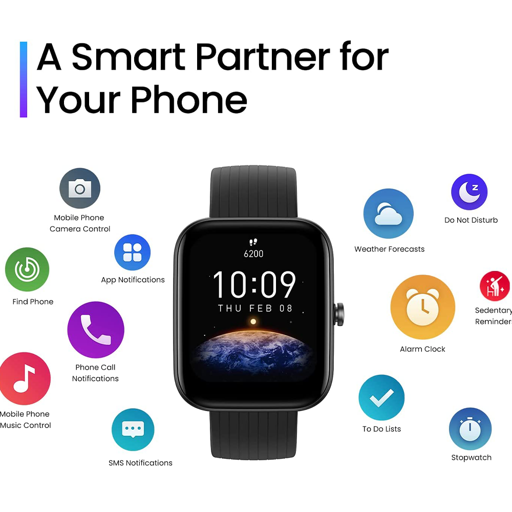 Amazfit Bip 3 Pro Smart Watch (44mm) Plastic Case With Black Silicone Strap