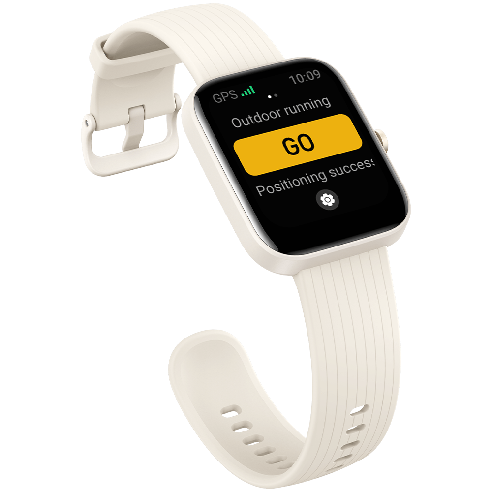 Amazfit Bip 3 Pro Smart Watch (44mm) Plastic Case With Cream Silicone Strap