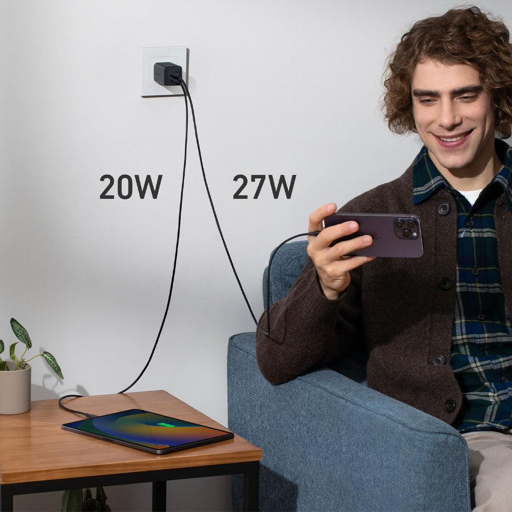 Anker 523 A2039L11 Nano 3 Wall Charger 2x Type-C 47W Fast Charging 