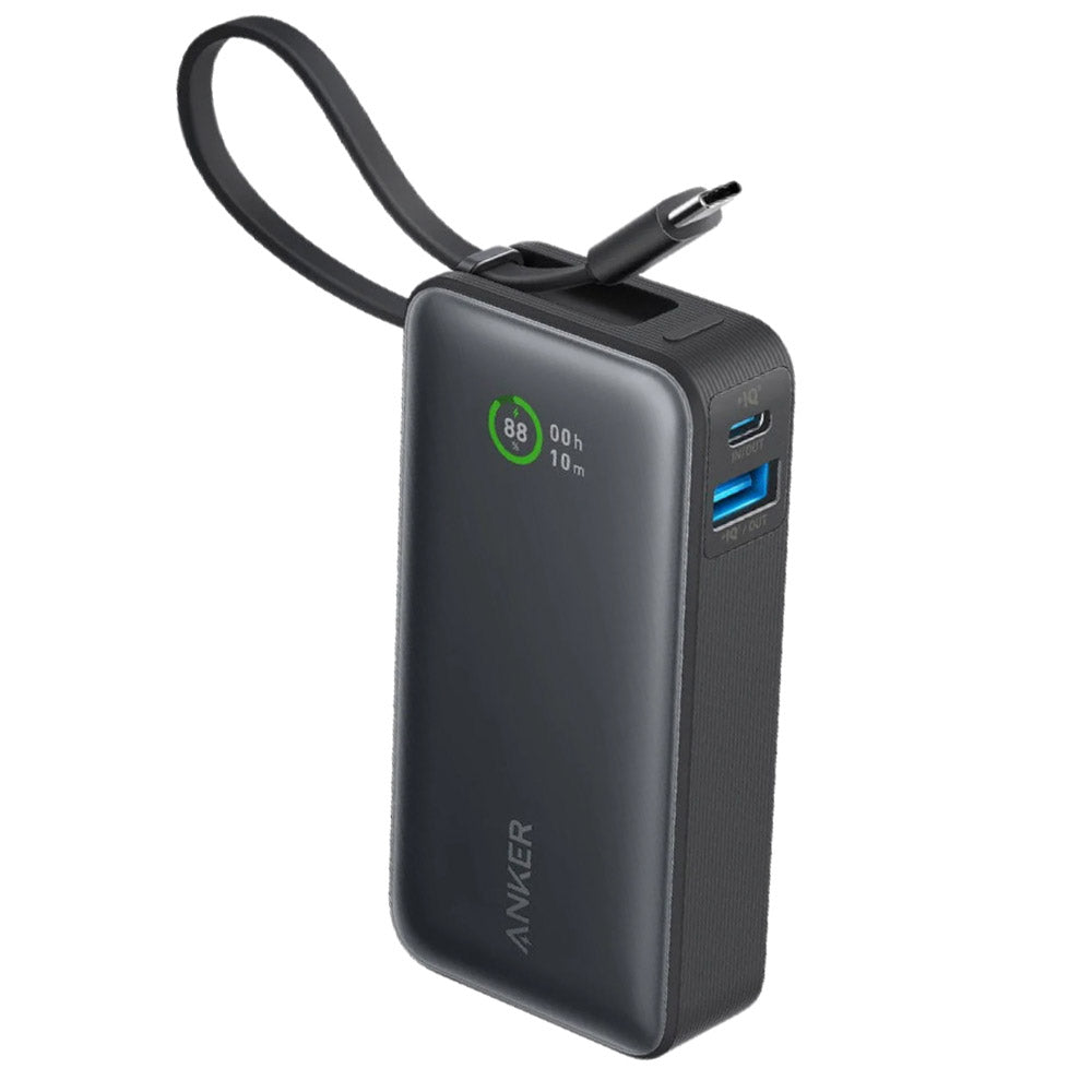 Anker A1259H11 Nano Power Bank USB + Type-C 30W 10000mAh Built-In Type-C Cable - Black