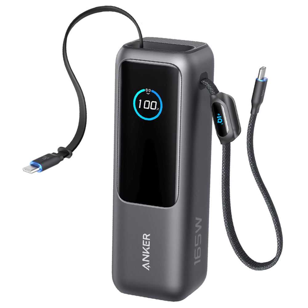 Anker A1695H11 Power Bank USB + Type-C 165W Fast Charging 25000mAh Built-In Dual Type-C Cable - Black