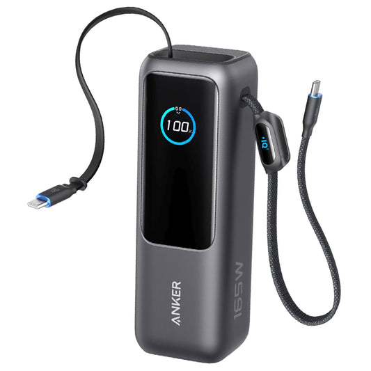 Anker A1695H11 Power Bank USB + Type-C 165W Fast Charging 25000mAh Built-In Dual Type-C Cable - Black