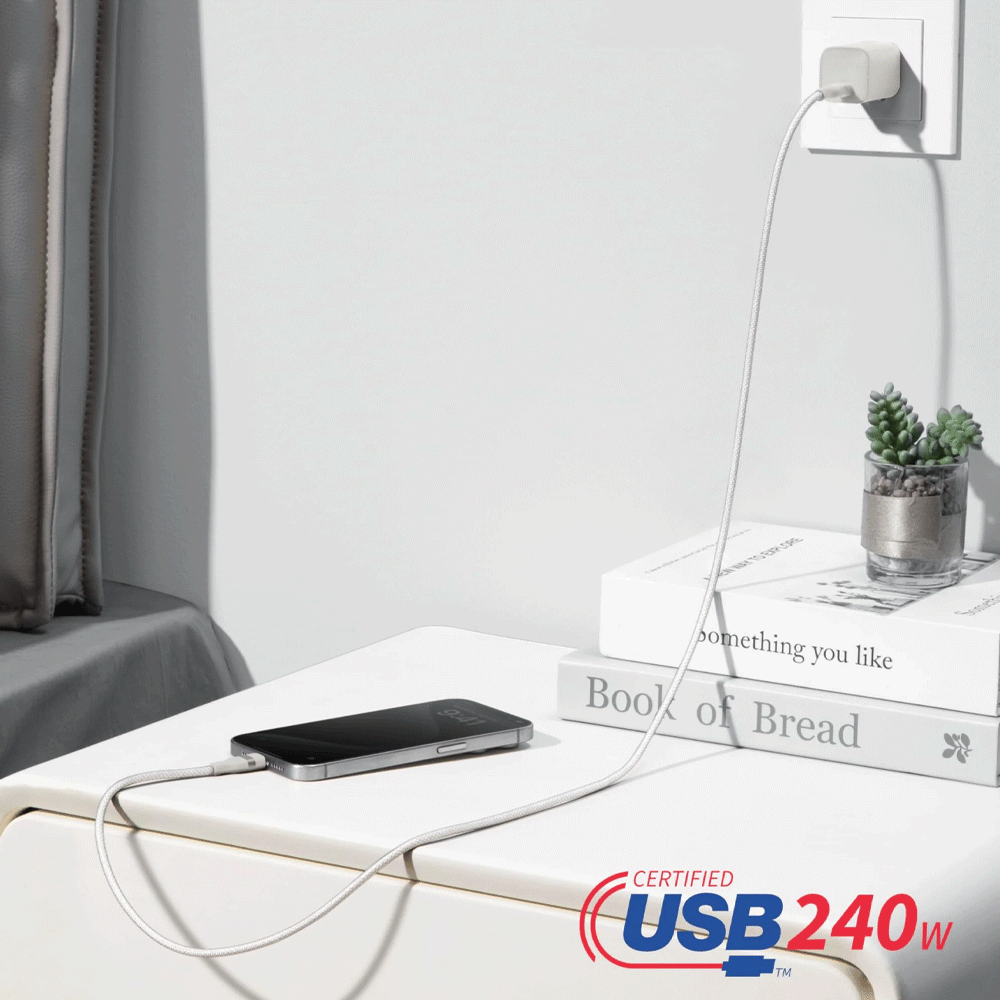 كابل شاحن موبايل انكر PD تايب سي إلى تايب سي بقوة 240 وات شحن سريع 1.8 متر A82E2H22 