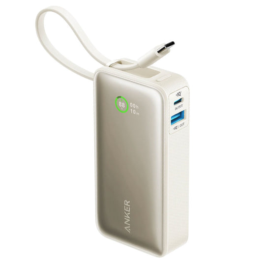 Anker Nano A1259H21 Power Bank USB + Type-C 30W 10000mAh Built-In Type-C Cable - Shell White
