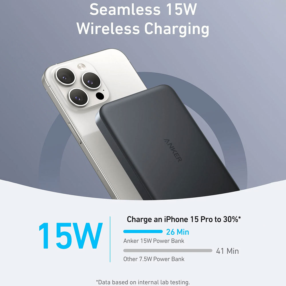 Anker Ultra Slim 10K A1664H11 MagGo Magnetic Wireless Power Bank Type-C 30W Fast Charging - Black