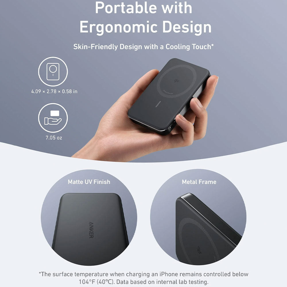Anker Ultra Slim 10K A1664H11 MagGo Magnetic Wireless Power Bank Type-C 30W 10000mAh - Black