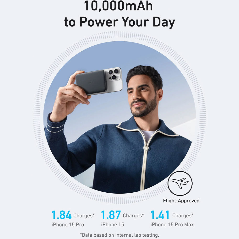 Anker Ultra Slim 10K A1664H11 MagGo Magnetic Wireless Power Bank Type-C Fast Charging 10000mAh - Black
