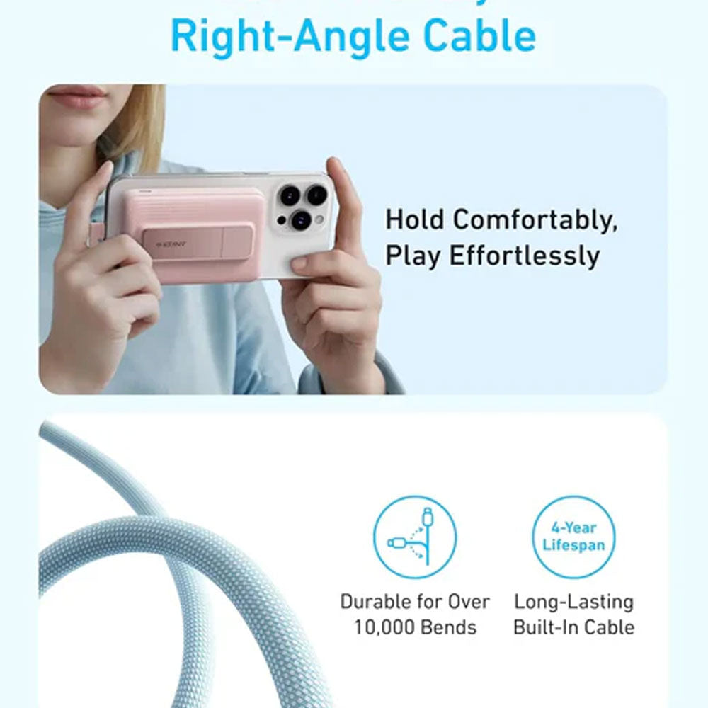Anker Zolo A1685H11 Magnetic Wireless Power Bank Type-C 30W Fast Charging 10000mAh Built in Type-C Cable - Black