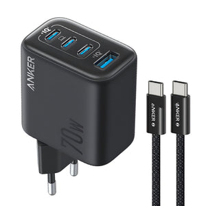 Anker Zolo B121CL11 Wall Charger 3x Type-C + USB + Type-C Cable 70W Fast Charging - Black