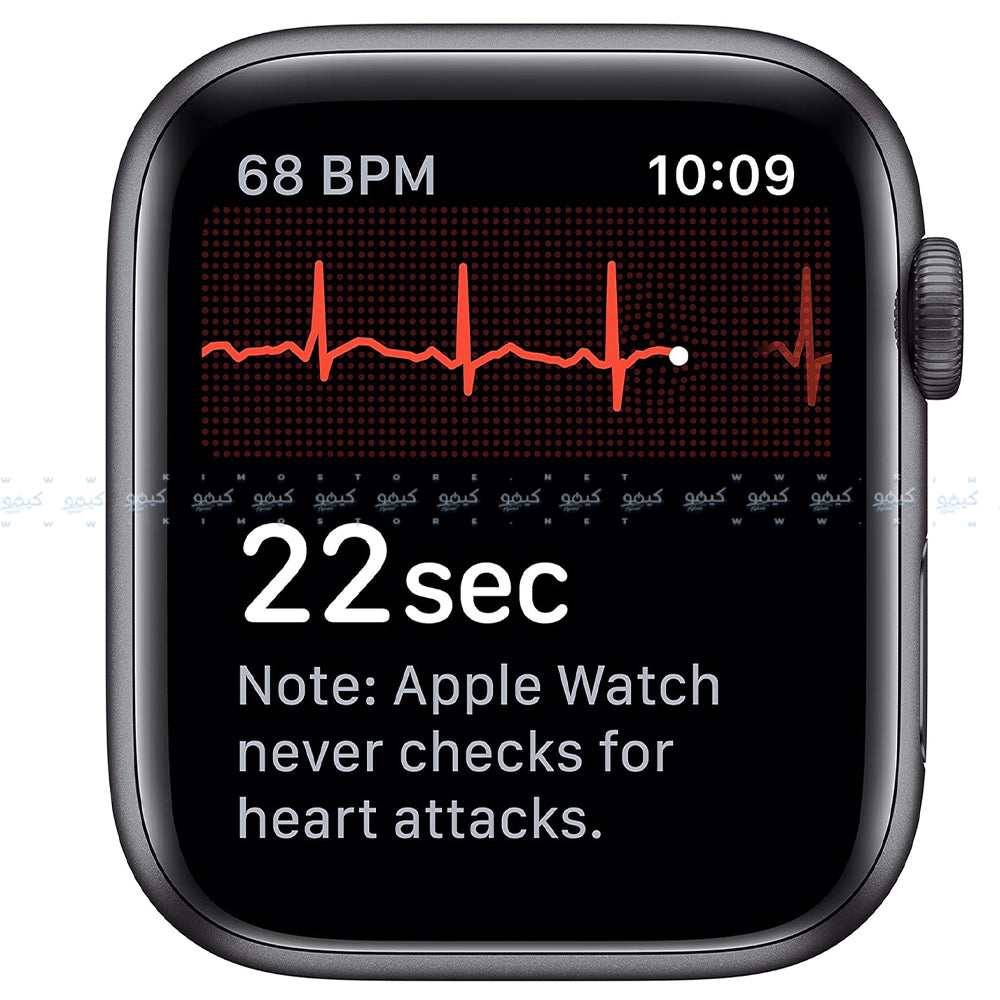 ساعة سمارت ابل من Series 5 تدعم (GPS) 44 ملم - هيكل ألمنيوم مع سوار رياضي اسود - رمادي 
