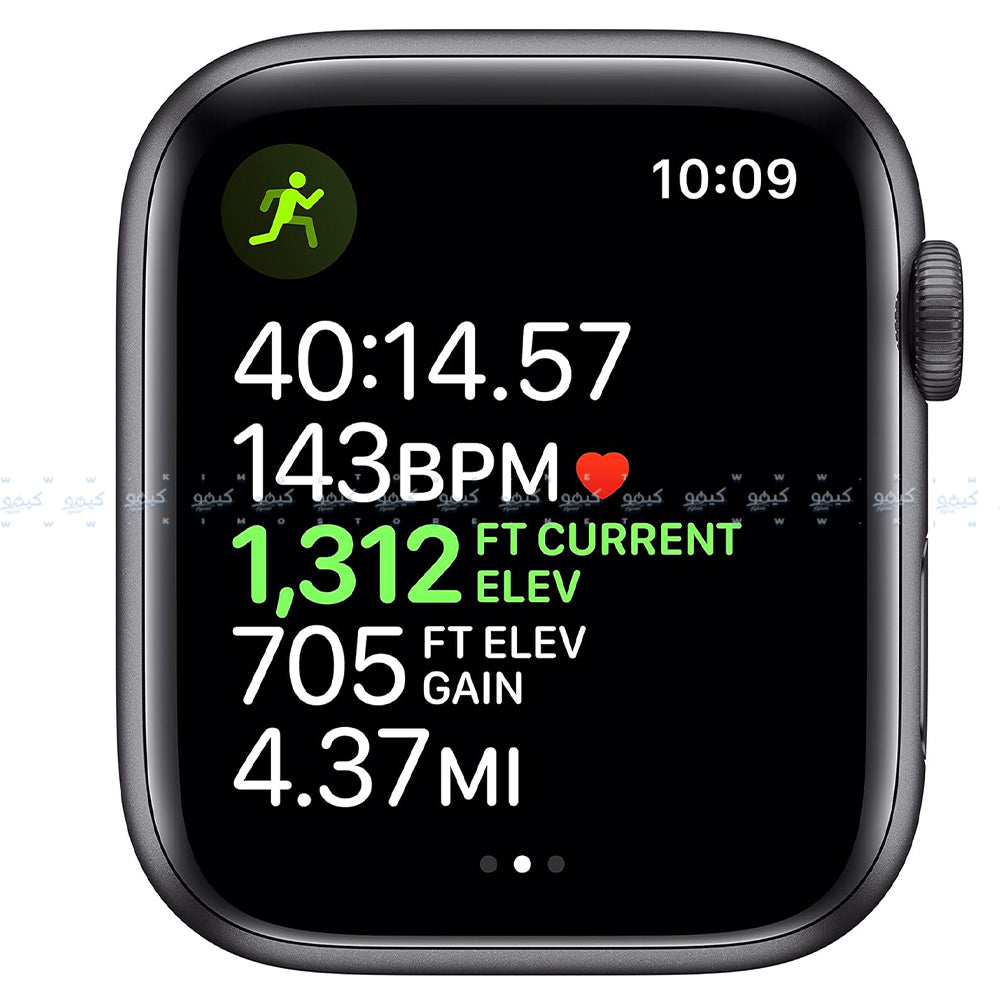 ساعة سمارت ابل من Series 5 تدعم (GPS) 44 ملم - هيكل ألمنيوم مع سوار رياضي اسود - رمادي 