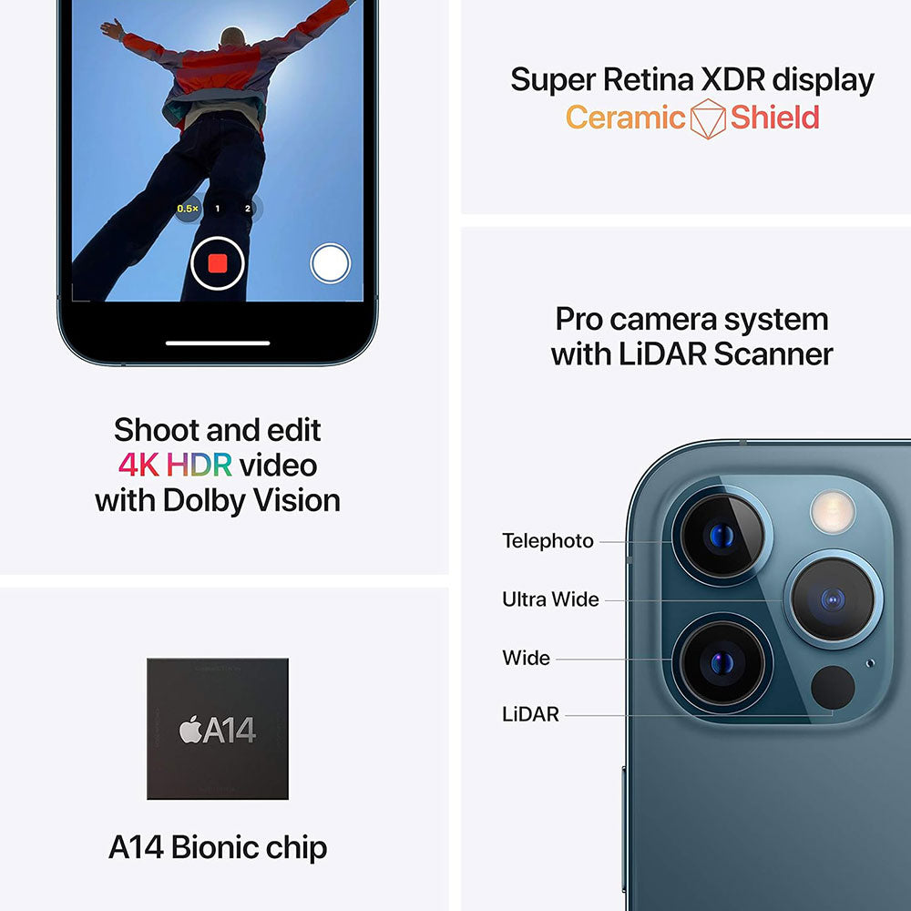 موبايل ايفون 12 برو ماكس (128 جيجا / 6 جيجا رام / شاشة 6.7 بوصة / 5G / بطارية %79) استعمال خارج - أزرق