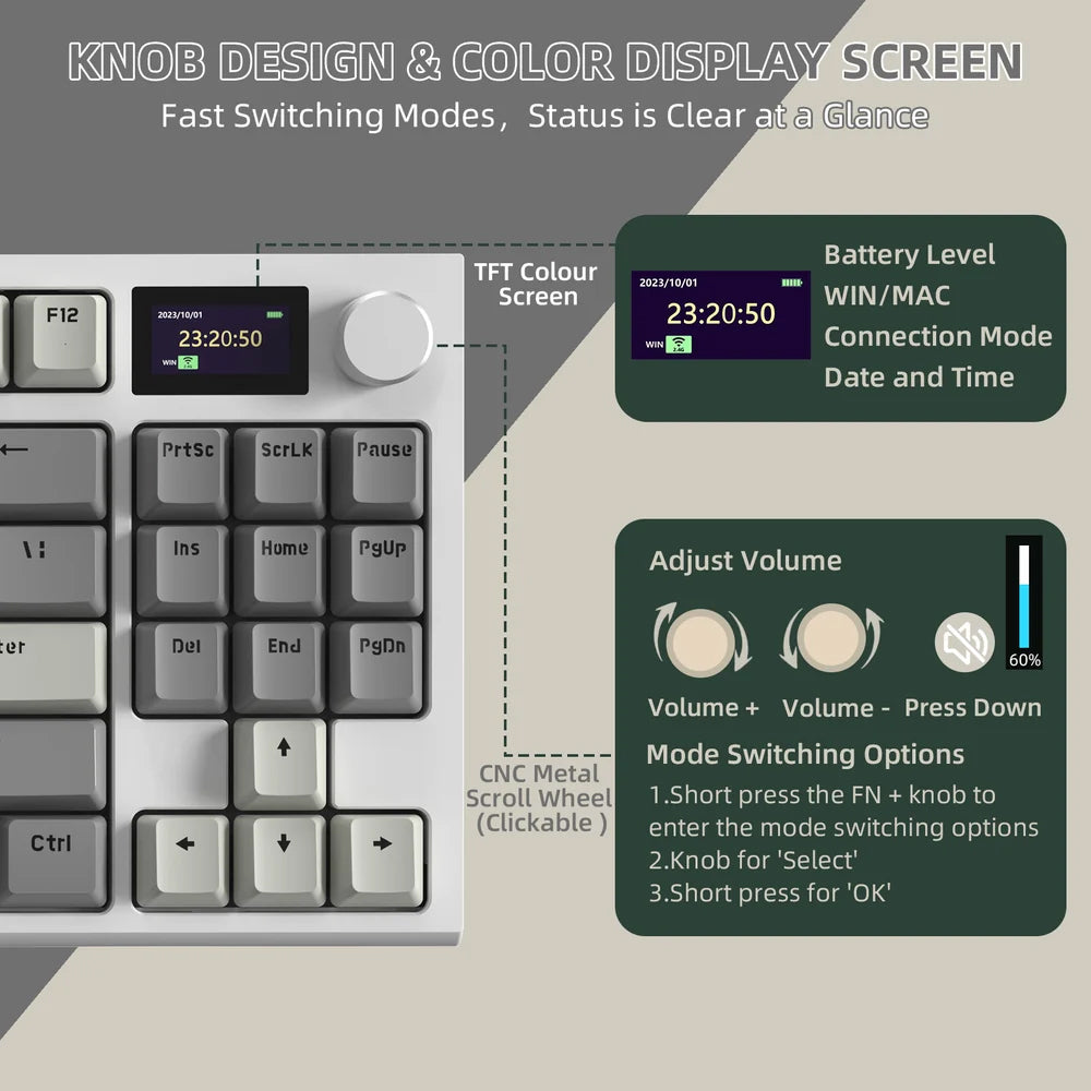 Attack Shark K86 Blue Whale Switch Triple Mode Rechargeable Bluetooth Wireless & Wired RGB Gaming Keyboard English & Arabic