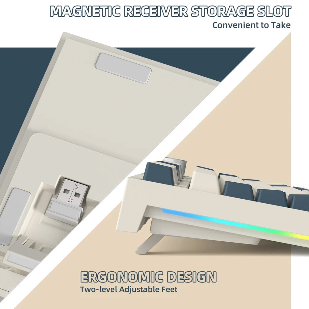 Attack Shark K86 Blue Whale Switch Triple Mode Rechargeable Bluetooth Wireless & Wired RGB Gaming Keyboard English & Arabic