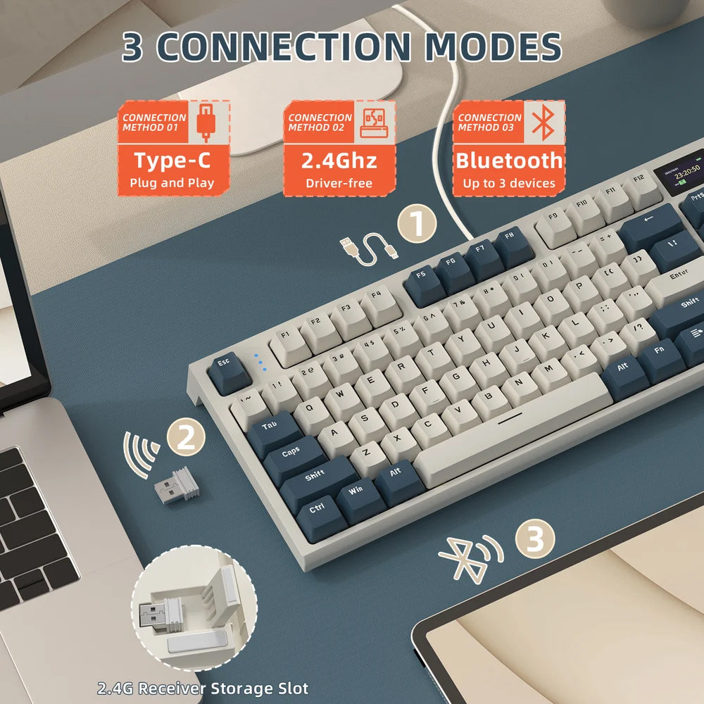Attack Shark K86 Blue Whale Switch Triple Mode Rechargeable Bluetooth Wireless & Wired RGB Gaming Keyboard English & Arabic