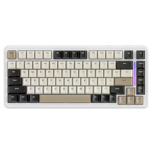 كيبورد أتاك شارك سلكي و لاسلكي بلوتوث ثلاثي الوضع قابل للشحن RGB جيمنج سويتش بلوبري إنجليزي وعربي M86 - ابيض كريمي