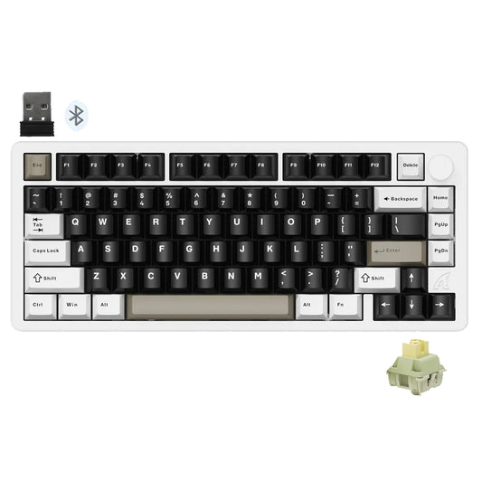 Attack Shark X86 Green Tea Triple Mode Rechargeable Bluetooth Wireless & Wired RGB Gaming Keyboard English & Arabic - Milk White