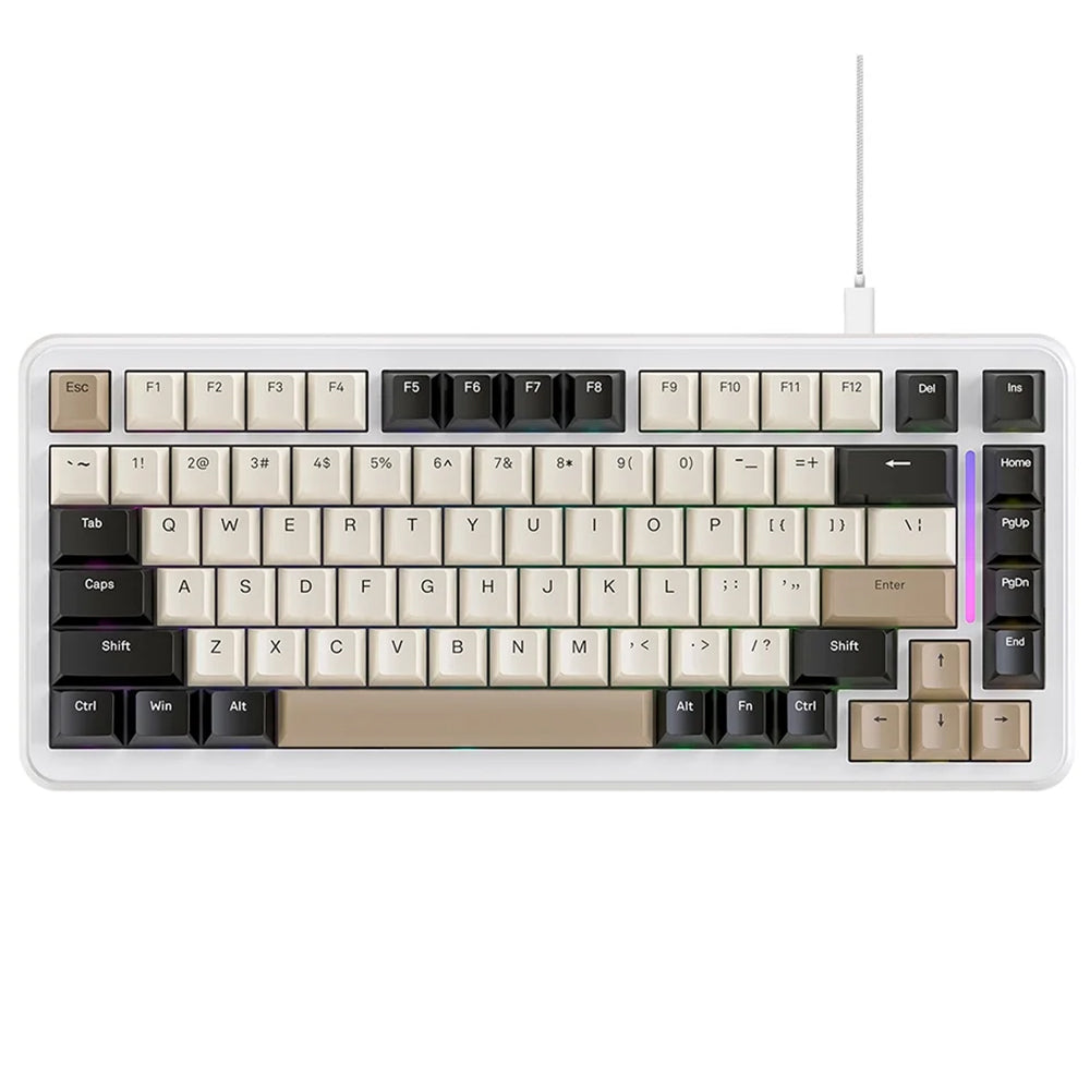 Attack Shark M86 Bluebreey Switch Triple Mode Rechargeable Bluetooth Wireless & Wired RGB Gaming Keyboard English & Arabic - Cheese White