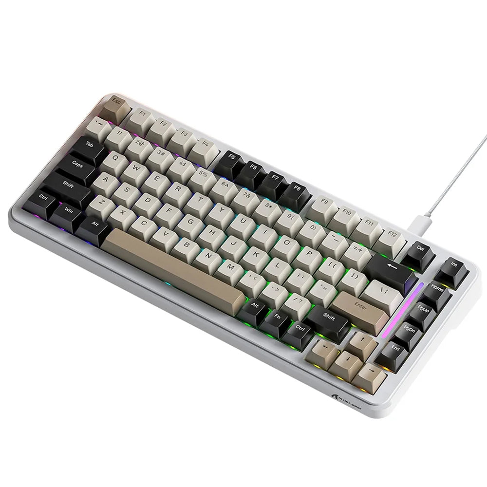 Attack Shark M86 Bluebreey Switch Triple Mode Rechargeable Bluetooth Wireless & Wired RGB Gaming Keyboard English & Arabic - Cheese White