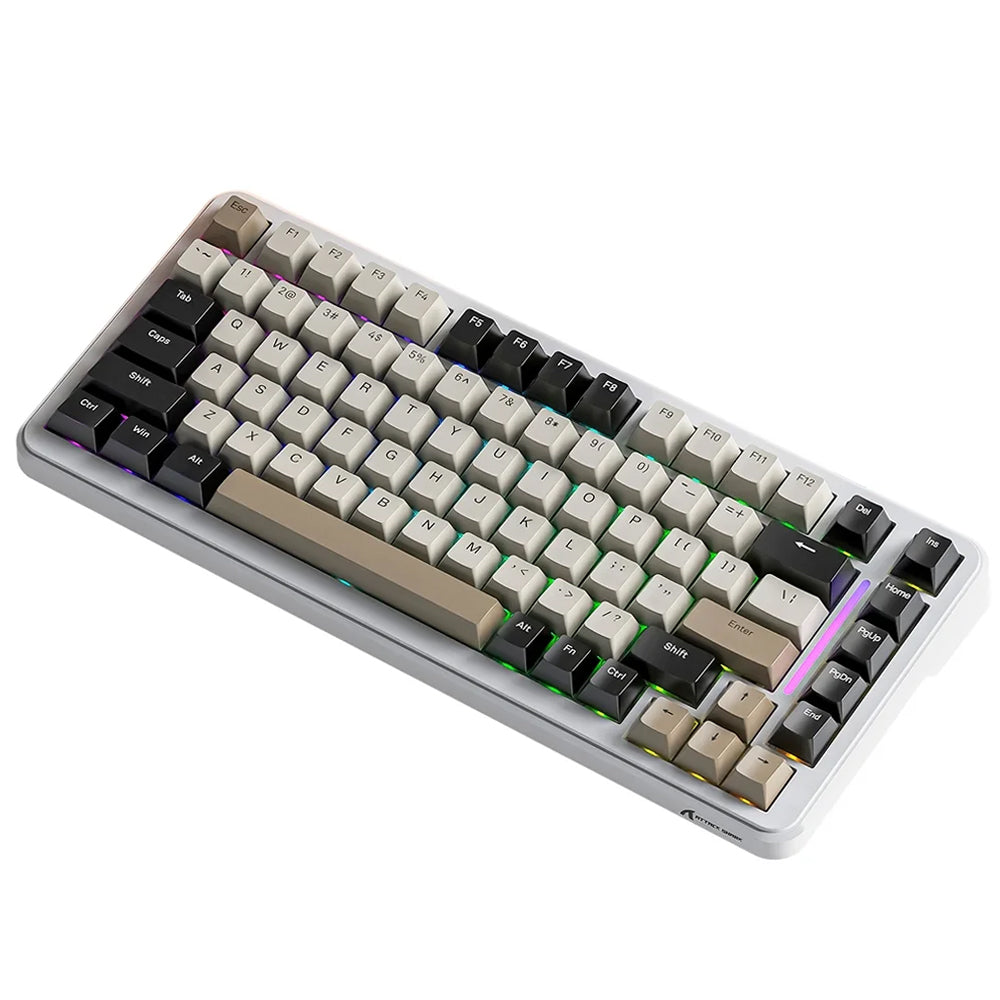 Attack Shark M86 Bluebreey Switch Triple Mode Rechargeable Bluetooth Wireless & Wired RGB Gaming Keyboard English & Arabic - Cheese White