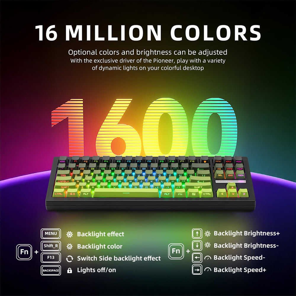 Attack Shark M87PROV2RGB White Jade Switch Triple Mode Rechargeable Bluetooth Wireless & Wired RGB Gaming Keyboard English & Arabic
