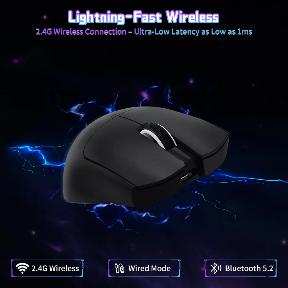Attack Shark X11SE Triple Mode Rechargeable Bluetooth Wireless & Wired RGB Gaming Mouse 22000Dpi - Black