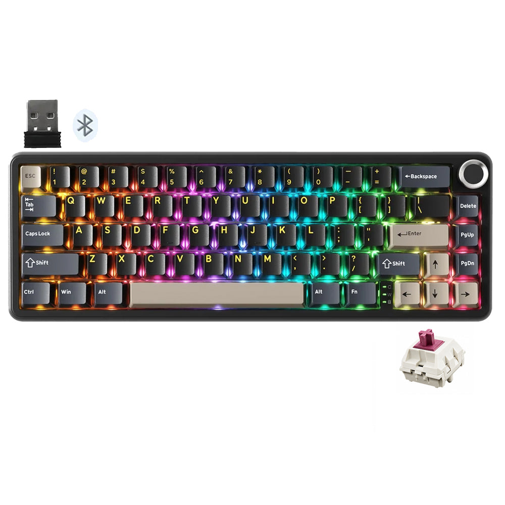 Attack Shark X66 Strawberry Switch Triple Mode Rechargeable Bluetooth Wireless & Wired RGB Gaming Keyboard English & Arabic