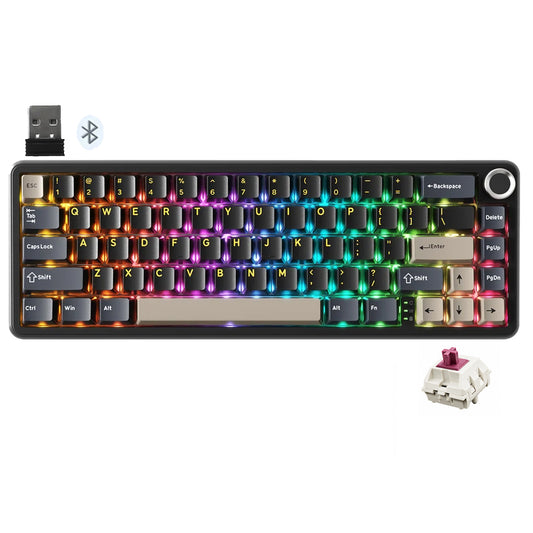 Attack Shark X66 Strawberry Switch Triple Mode Rechargeable Bluetooth Wireless & Wired RGB Gaming Keyboard English & Arabic