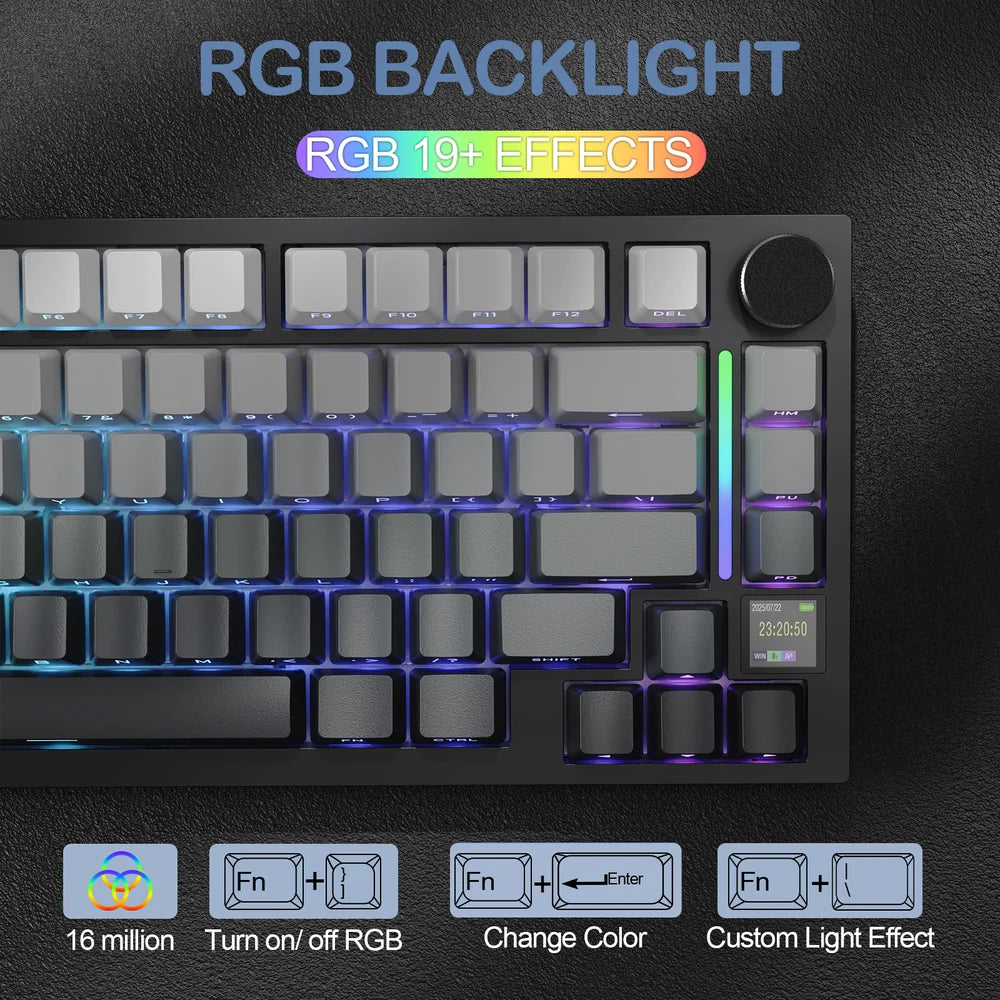 Attack Shark X820 Ultra Gift Switch Triple Mode Rechargeable Bluetooth Wireless & Wired RGB Gaming Keyboard English & Arabic