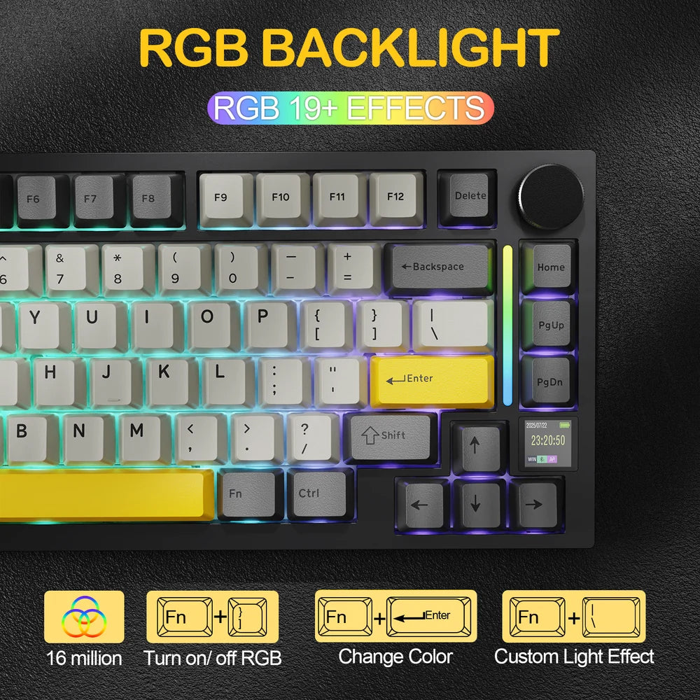 Attack Shark X820 Ultra Gift Switch Triple Mode Rechargeable Bluetooth Wireless & Wired RGB Gaming Keyboard English & Arabic