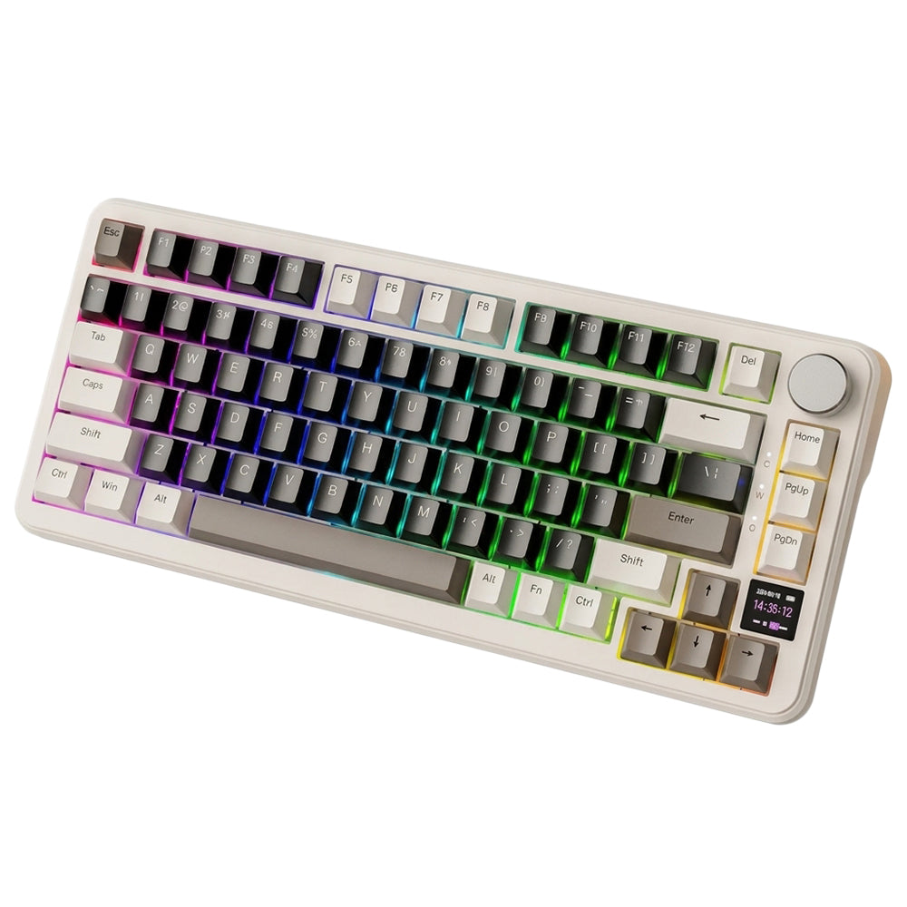 كيبورد أتاك شارك سلكي و لاسلكي بلوتوث ثلاثي الوضع قابل للشحن RGB جيمنج سويتش ستروبري إنجليزي وعربي X85Pro - كريمي