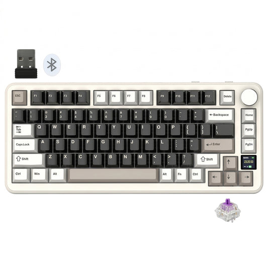 Attack Shark X85Pro Bluebreey Switch Triple Mode Rechargeable Bluetooth Wireless & Wired RGB Gaming Keyboard English & Arabic - Cheese