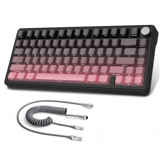 كيبورد أتاك شارك سلكي و لاسلكي بلوتوث ثلاثي الوضع قابل للشحن RGB جيمنج إنجليزي وعربي X85 - اسود x بينك