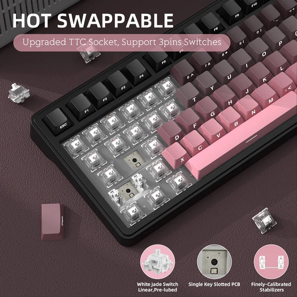كيبورد أتاك شارك سلكي و لاسلكي بلوتوث ثلاثي الوضع قابل للشحن RGB جيمنج إنجليزي وعربي X85
