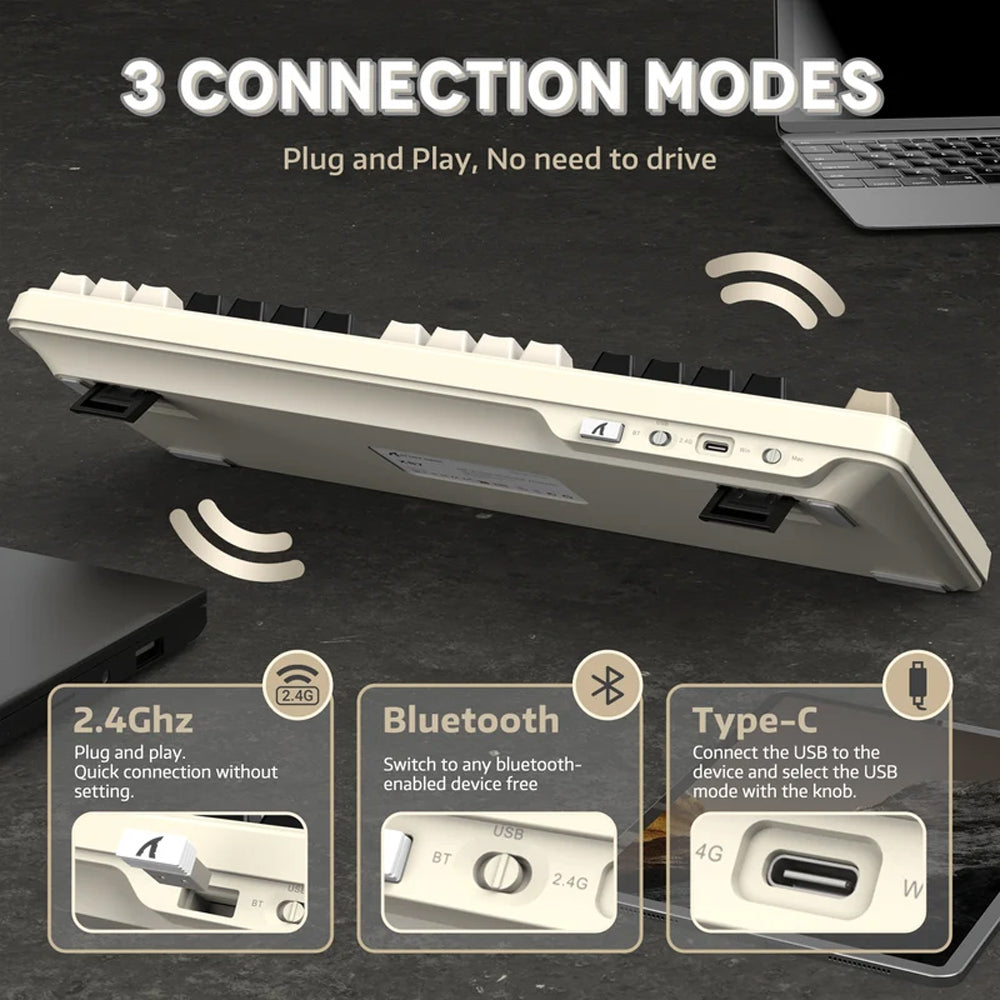 Attack Shark X87 Pink Switch Triple Mode Rechargeable Bluetooth Wireless & Wired RGB Gaming Keyboard English & Arabic