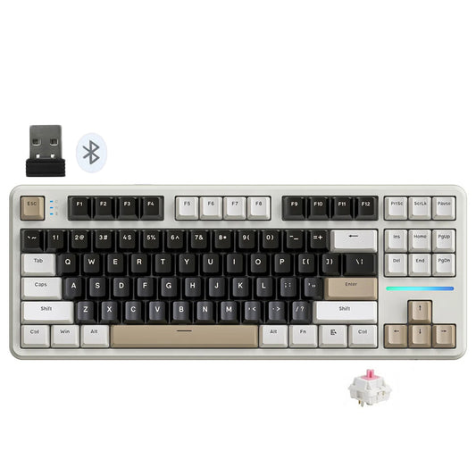 Attack Shark X87 Pink Switch Triple Mode Rechargeable Bluetooth Wireless & Wired RGB Gaming Keyboard English & Arabic