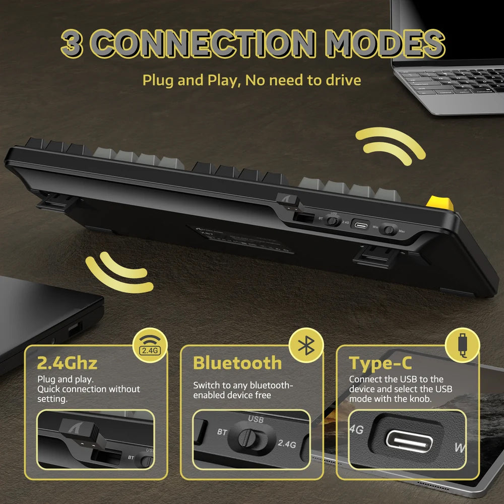 Attack Shark X87 Pink Switch Triple Mode Rechargeable Bluetooth Wireless & Wired RGB Gaming Keyboard English & Arabic