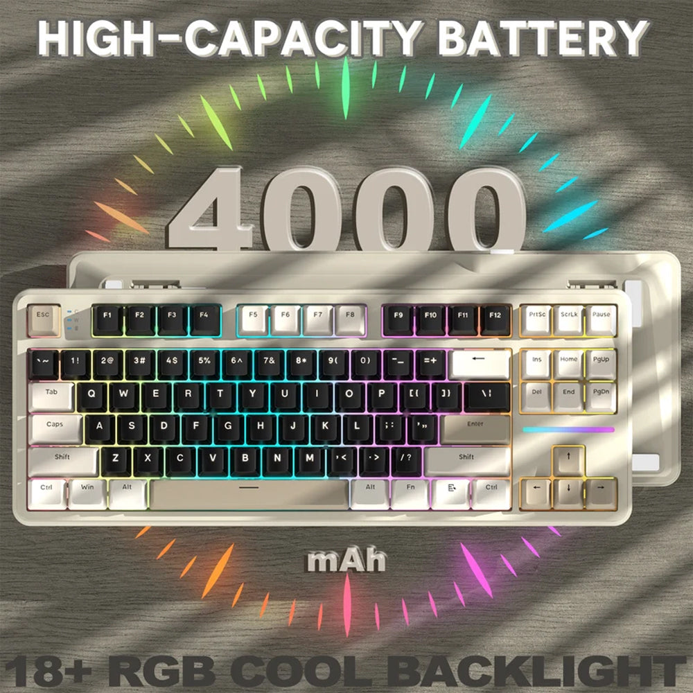 Attack Shark X87 Pink Switch Triple Mode Rechargeable Bluetooth Wireless & Wired RGB Gaming Keyboard English & Arabic