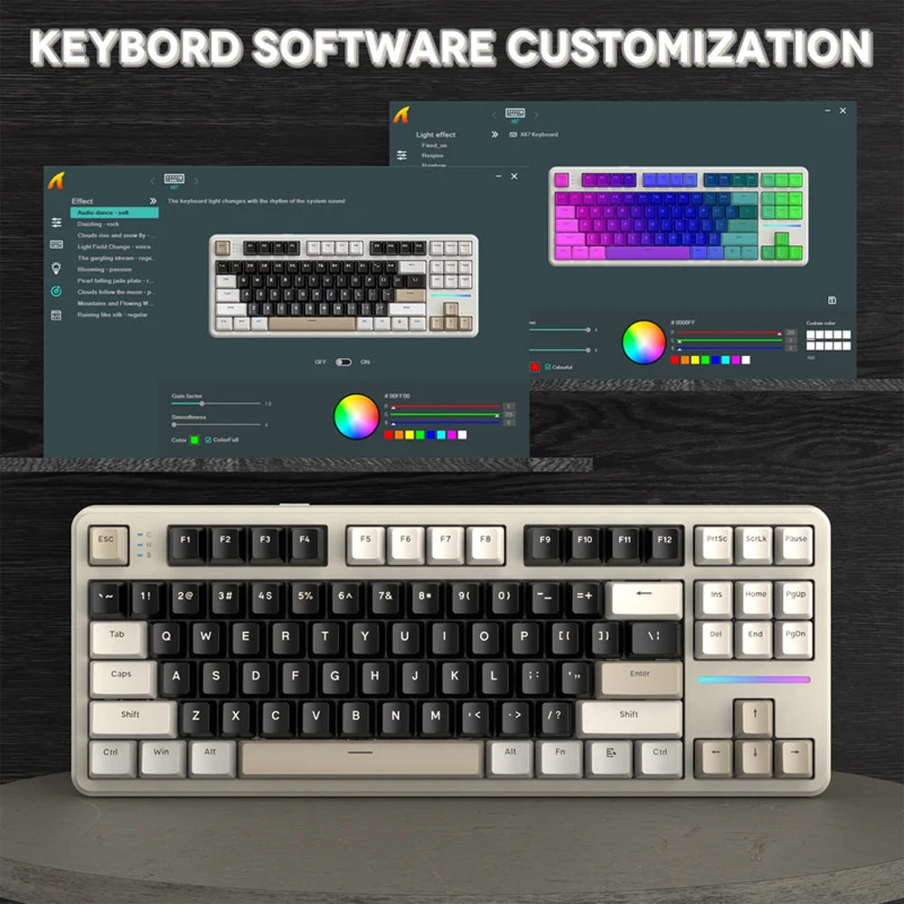 Attack Shark X87 Pink Switch Triple Mode Rechargeable Bluetooth Wireless & Wired RGB Gaming Keyboard English & Arabic