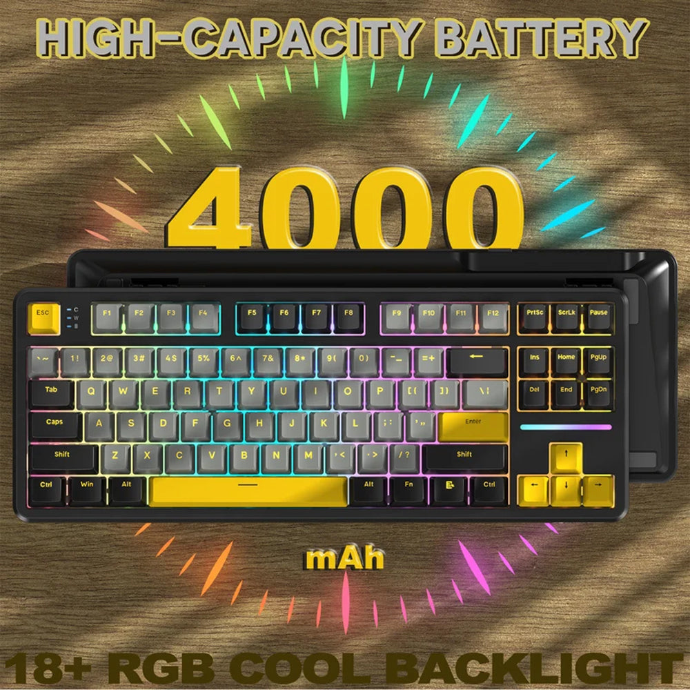 Attack Shark X87 Pink Switch Triple Mode Rechargeable Bluetooth Wireless & Wired RGB Gaming Keyboard English & Arabic