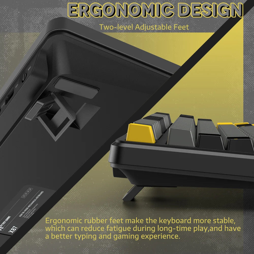 Attack Shark X87 Pink Switch Triple Mode Rechargeable Bluetooth Wireless & Wired RGB Gaming Keyboard English & Arabic
