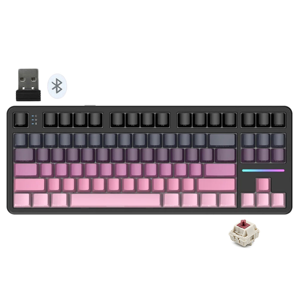 كيبورد أتاك شارك سلكي و لاسلكي بلوتوث ثلاثي الوضع قابل للشحن RGB جيمنج سويتش ستروبري إنجليزي وعربي X87