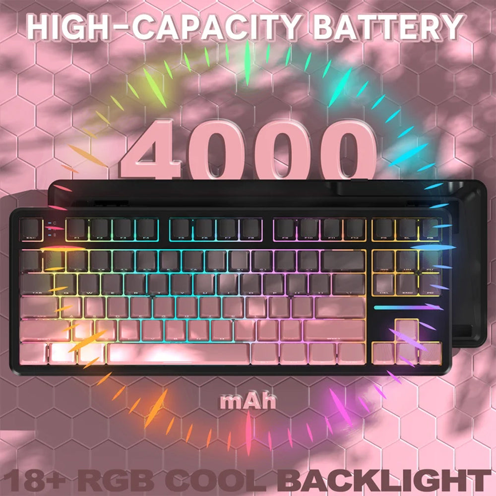 كيبورد أتاك شارك سلكي و لاسلكي بلوتوث ثلاثي الوضع قابل للشحن RGB جيمنج سويتش ستروبري إنجليزي وعربي X87