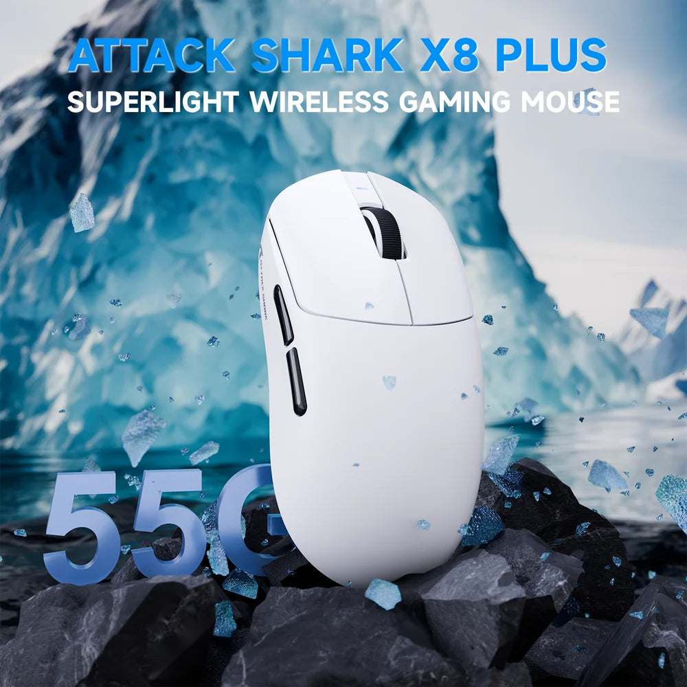 Attack Shark X8 Plus Triple Mode Bluetooth Wireless & Wired RGB Gaming Mouse 40000Dpi