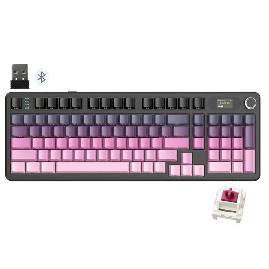 Attack Shark X98PRO Bluebreey Switch Triple Mode Rechargeable Bluetooth Wireless & Wired RGB Gaming Keyboard English & Arabic - Blackberry