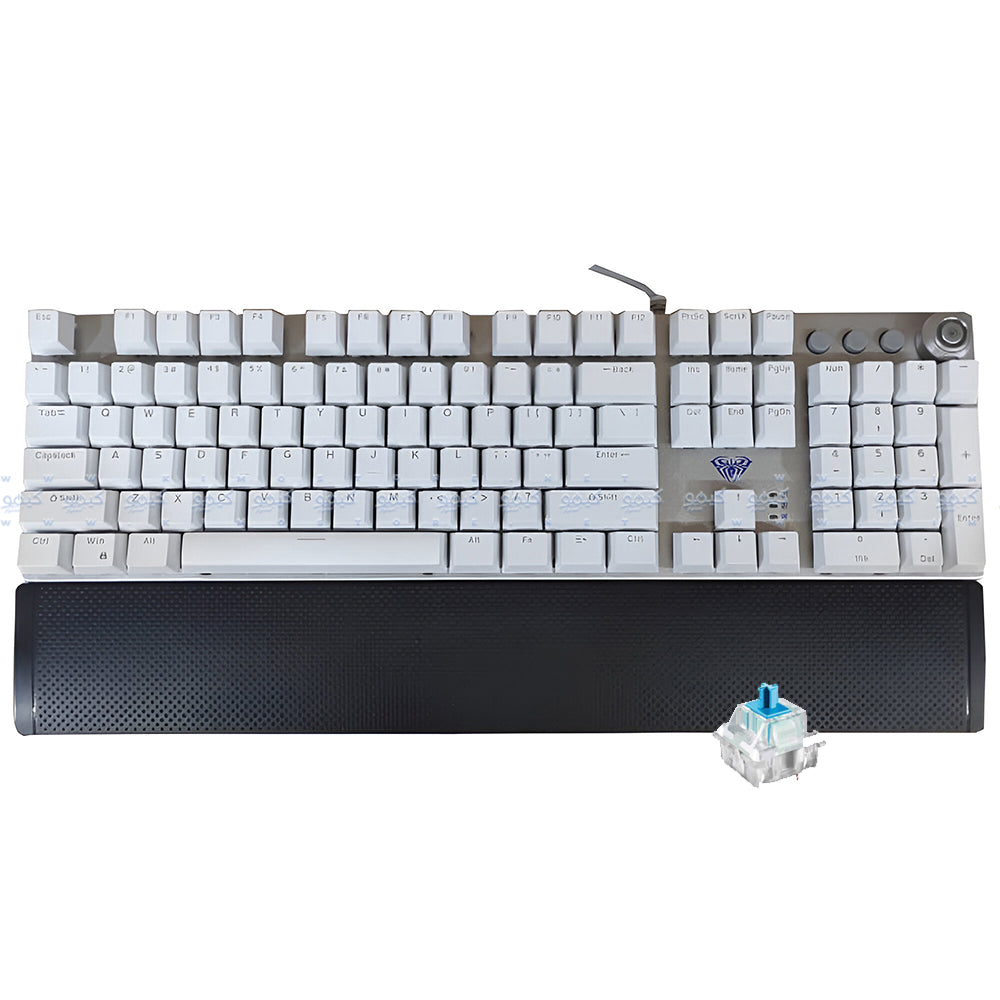 كيبورد اولا سلكى رينبو جيمنج سويتش أزرق إنجليزى Wind F2058 - أسود × رمادي