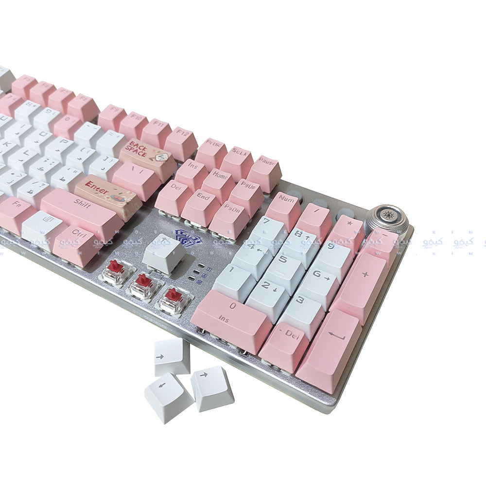 Aula Wind F2058 Red Switch Wired Rainbow Gaming Keyboard English - Pink x Gray
