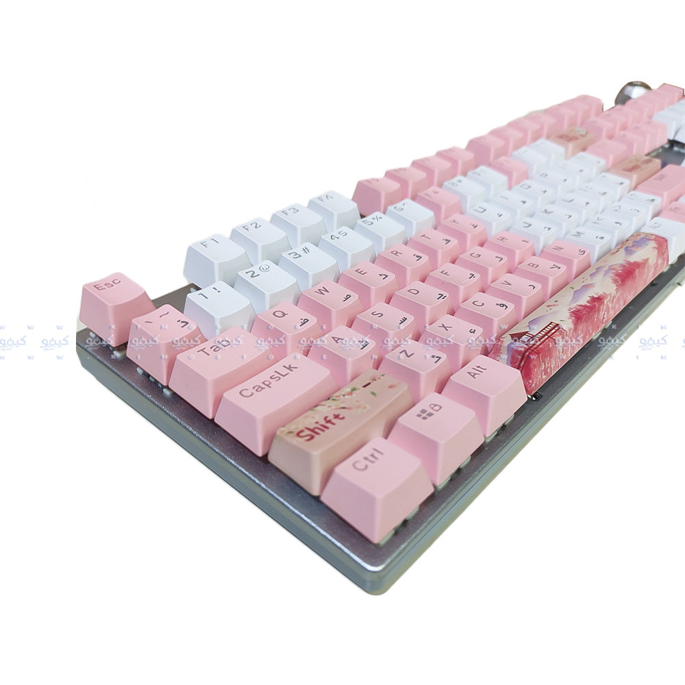 Aula Wind F2058 Red Switch Wired Rainbow Gaming Keyboard English - Pink x Gray